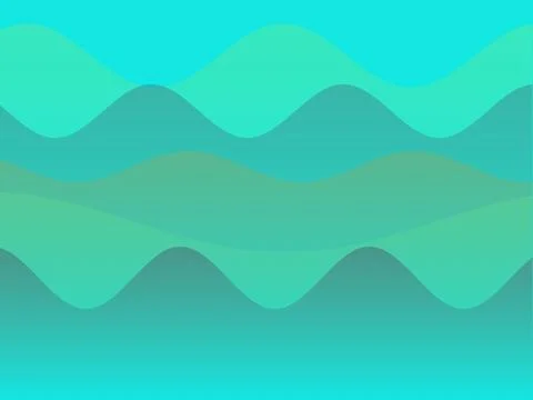 Abstract Teal and Turquoise Layered Wavy Background with Gradient Flowing W.. Stock Illustration