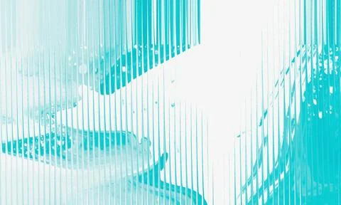 Abstract Teal and White Background with Vertical Glass Ribbed Texture and R.. Stock Illustration
