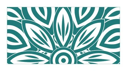 An abstract teal and white leaf pattern fills a horizontal frame, featuring.. Stock Illustration