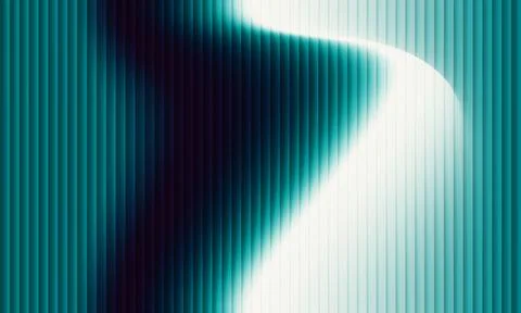 Abstract teal and white vertical stripes background with wavy glowing light.. Stock Illustration