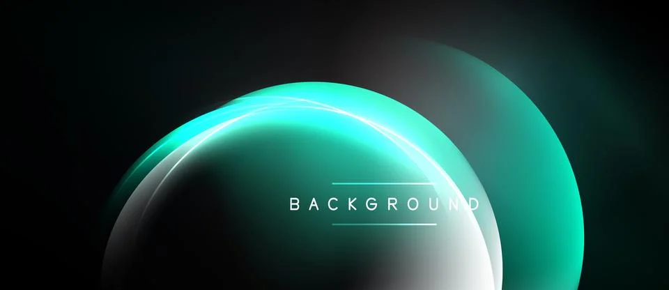 Abstract teal arc over dark background. Gradient lighting creates luminous イラスト素材