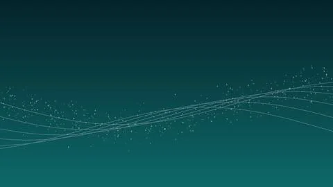 Abstract teal background with flowing light lines and particles for digital.. Stock Illustration