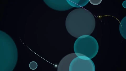 Abstract Teal Bokeh and Glowing Particle Trails Stock Footage 337516076