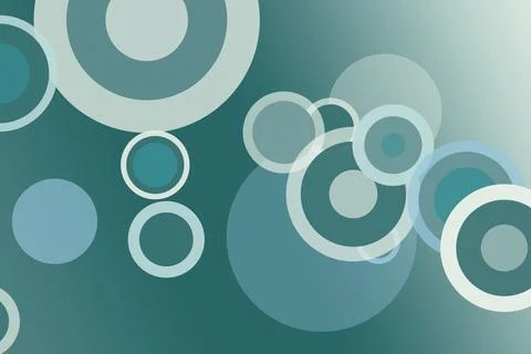 Abstract teal circular bubbles pattern with layered translucent shapes, coo.. 스톡 일러스트