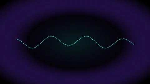 Abstract teal dashed sine wave animation moving horizontally across a dark .. 스톡 동영상 340470993