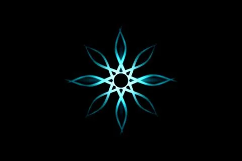 Abstract teal flower with light effect on black background Stock Illustration