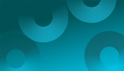 Abstract Teal Geometric Background With Concentric Circle Rings, Modern Min.. Stock Illustration