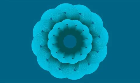 Abstract Teal Geometric Background With Concentric Circle Rings, Modern Min.. Stock Illustration