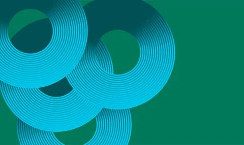 Abstract Teal Geometric Background With Concentric Circle Rings, Modern Min.. Illustrazione stock