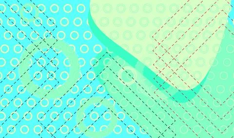 Abstract Teal Geometric Pattern With Circles, Dotted Halftone Background an.. Stock Illustration
