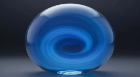 Abstract teal glass orb with internal swirl Stock Footage 331457507