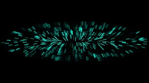 Abstract teal glowing digital light particles forming futuristic portal mot.. 動画素材 343155003