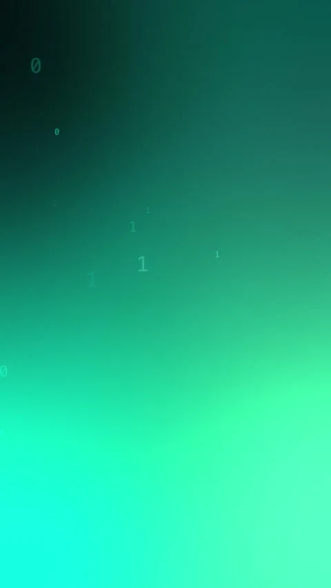 Abstract teal green gradient background with floating binary digits Stock Footage 341856734