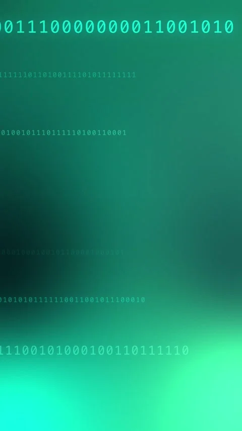 Abstract teal green gradient background with glowing binary code Stock Footage 341857168