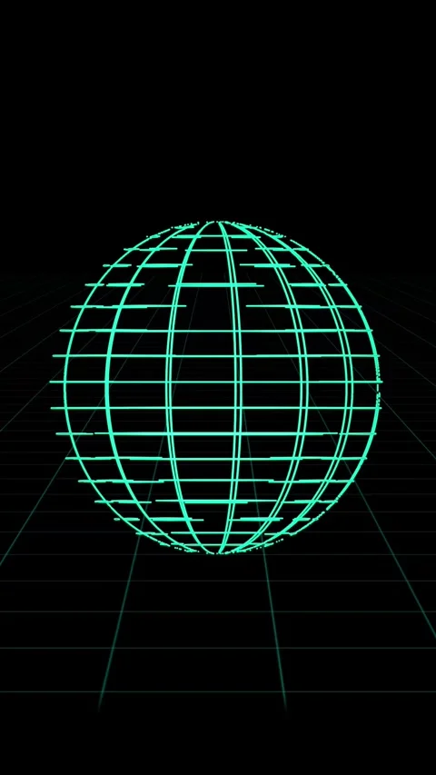 Abstract teal grid globe seamless loop animation modern tech vertical video.. Stock Footage 344282937