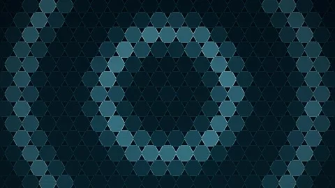 Abstract teal hexagon pattern expanding concentric rings seamless loop animation Video stock 347082080