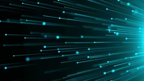 Abstract Teal Lines and Dots Radiating from Light Source Stock Footage 297015602