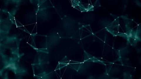 Abstract Teal Network: Interconnected Nodes and Lines in Dark Space Video stock 299250030