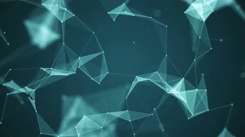 Abstract Teal Network of Interconnected Triangles and Nodes Stock Footage 297015292