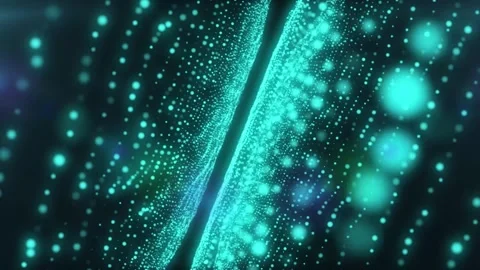 Abstract Teal Particle Field: Digital Art Video stock 303883877