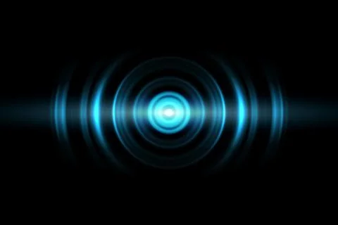 Abstract teal ring with sound waves oscillating background Stock Illustration