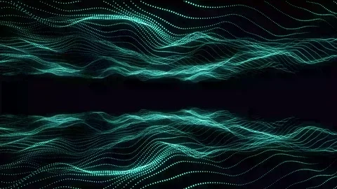Abstract Teal Waves on Black Background Stock Footage 288558597