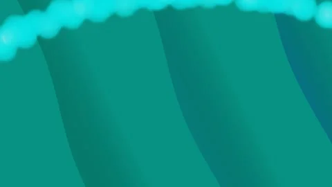 Abstract Teal Wavy Background with Floating Glowing Bokeh Orbs Video stock 334704385