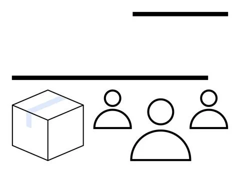 Abstract of Teamwork and Collaboration with Geometric Shapes and Box Symbol Stock Illustration