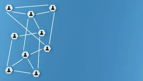 Abstract teamwork, network and community concept on a blue background Stock Illustration