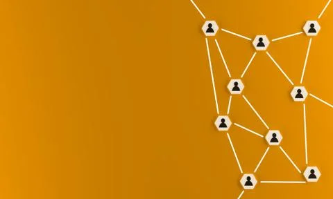 Abstract teamwork, network and community concept on an orange background Stock Illustration
