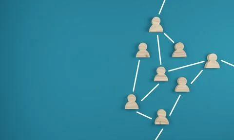 Abstract teamwork, network and community concept on a blue background Stock Illustration
