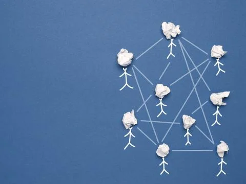 Abstract teamwork, network and community concept on a blue background Stock Photos