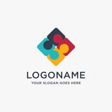 Abstract teamwork, share, link logo icon, with puzzle of people logo Stock Illustration