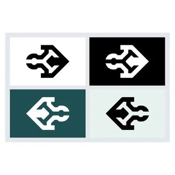 Abstract Tech Arrow Logo Design Elements Set Illustrazione stock