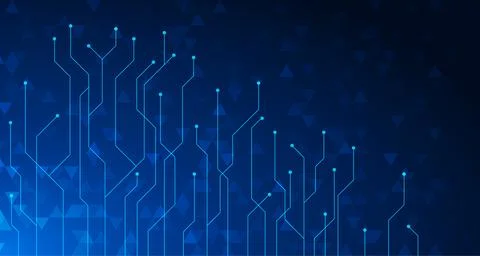 Abstract tech background with blue digital line pattern and futuristic circuit Stock Illustration