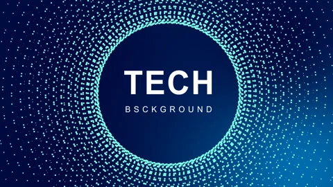 Abstract Tech Background with Circular Dot Matrix Wave Pattern 库存影片 346471040