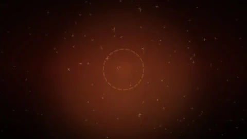 Abstract tech background with circular HUD and floating gold crosses Stock Footage 335941542