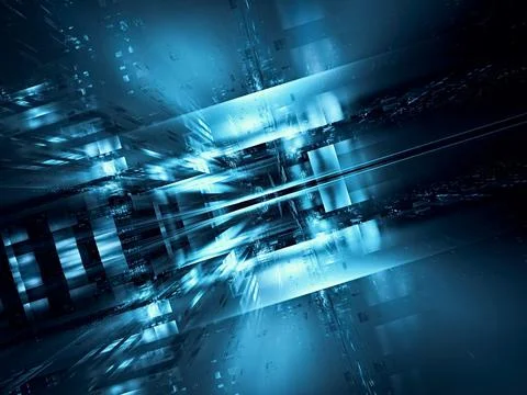 Abstract tech background - dark street of a futuristic city - 3d illustration Stock Illustration