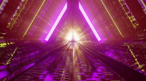 An abstract tech background design with a futuristic triangle-shaped tunnel a 스톡 일러스트