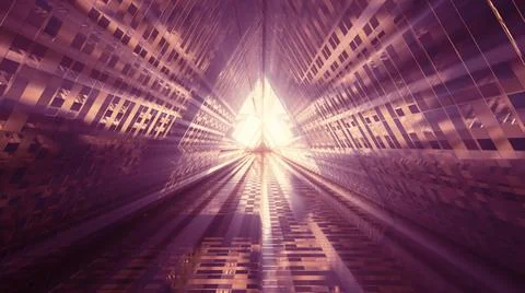 An abstract tech background design with a futuristic triangle-shaped tunnel a Illustrazione stock