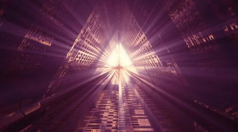 An abstract tech background design with a futuristic triangle-shaped tunnel a Illustrazione stock