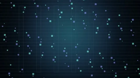 Abstract tech background with glowing data squares on a grid Stock Footage 335893810