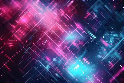 Abstract tech background with glowing digital lines and particles in blue a.. 스톡 사진