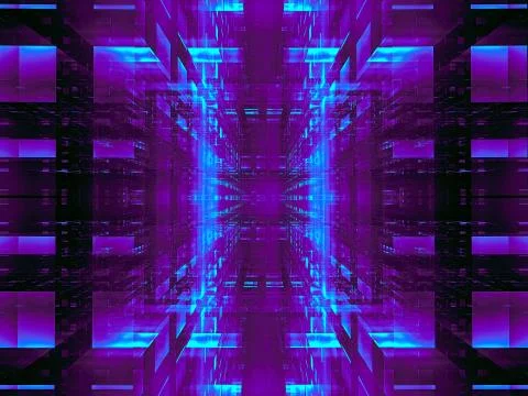 Abstract tech background with glowing grid - digitally generated image Stock Illustration