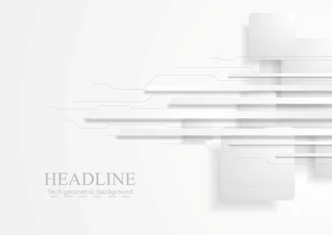 Abstract tech background with grey paper squares Illustrazione stock