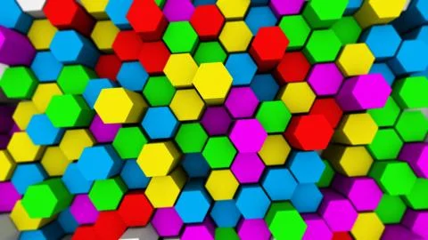 Abstract tech background with many colored hexagons Stock Illustration