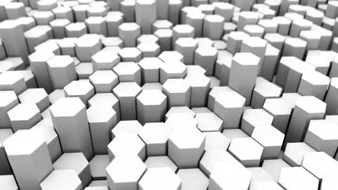 Abstract tech background with many white hexagons Stock Illustration