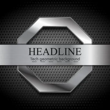 Abstract tech background with metallic octagon shape Stock Illustration