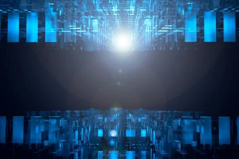 Abstract tech background with perspective and copy space - 3d illustration Stock Illustration