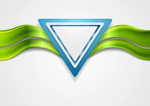 Abstract tech background with triangle and waves Stock Illustration
